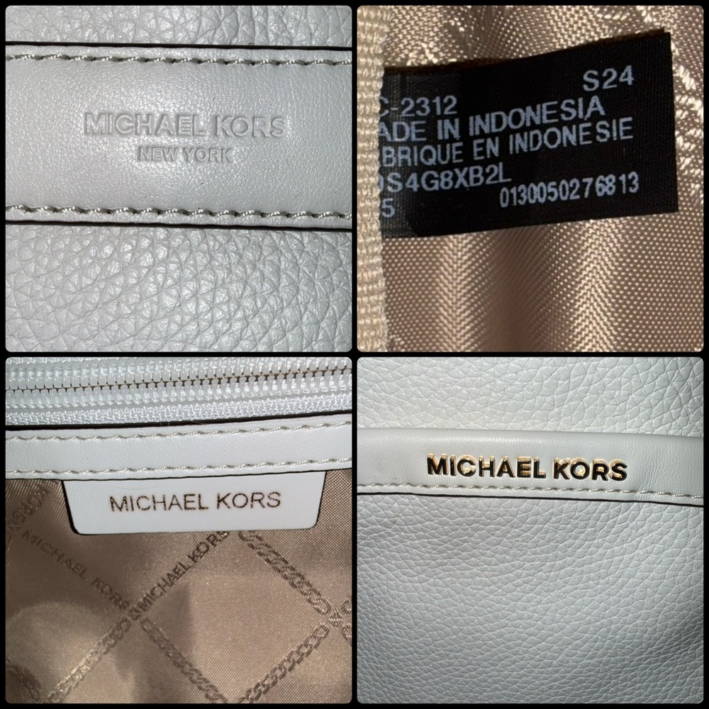 Michael Kors Bex Medium Pebbled Leather Backpack Optic White Leather Travel - Picture 16 of 16